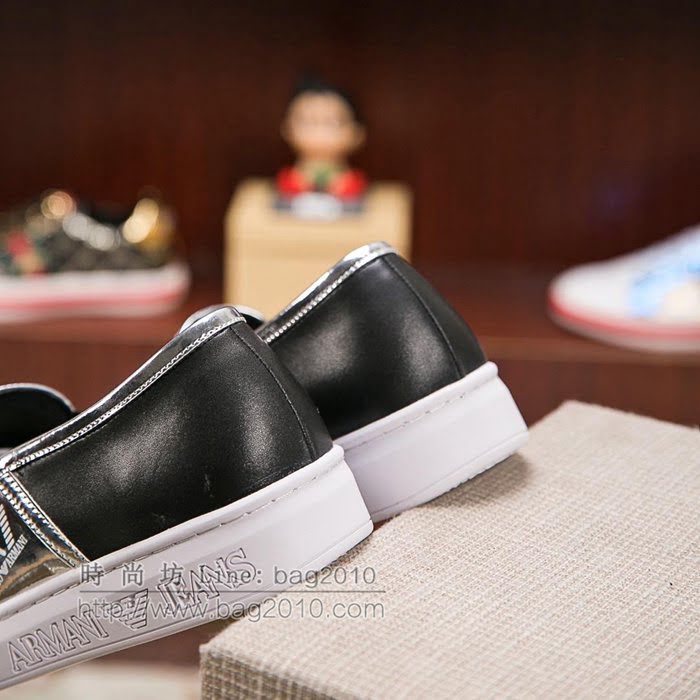 Armani男鞋 專櫃同步 牛皮配漆皮 阿瑪尼男士最新款休閒鞋  jpx1317